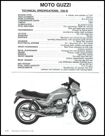 Motorcycle reference Guide Moto Guzzi motorcycle page
